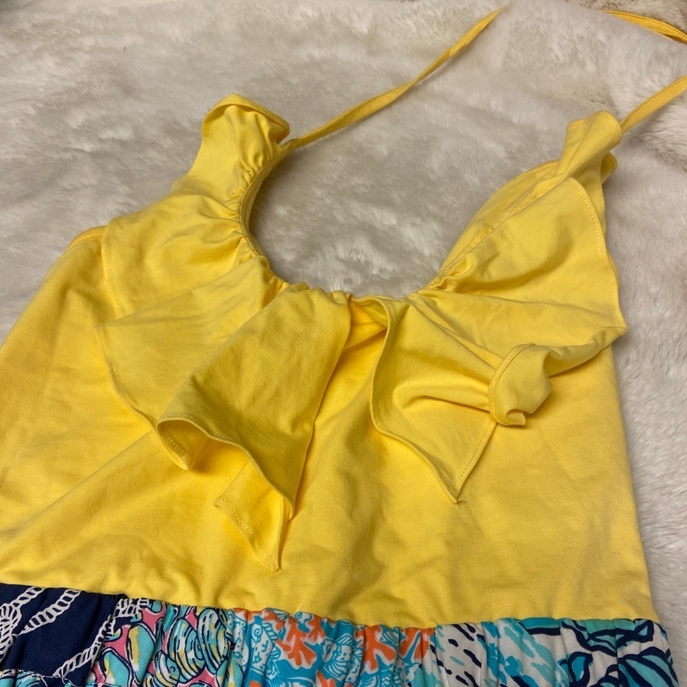 Lilly Pulitzer Yellow and Blue Patchwork Midi Dress - Picture 7 of 13